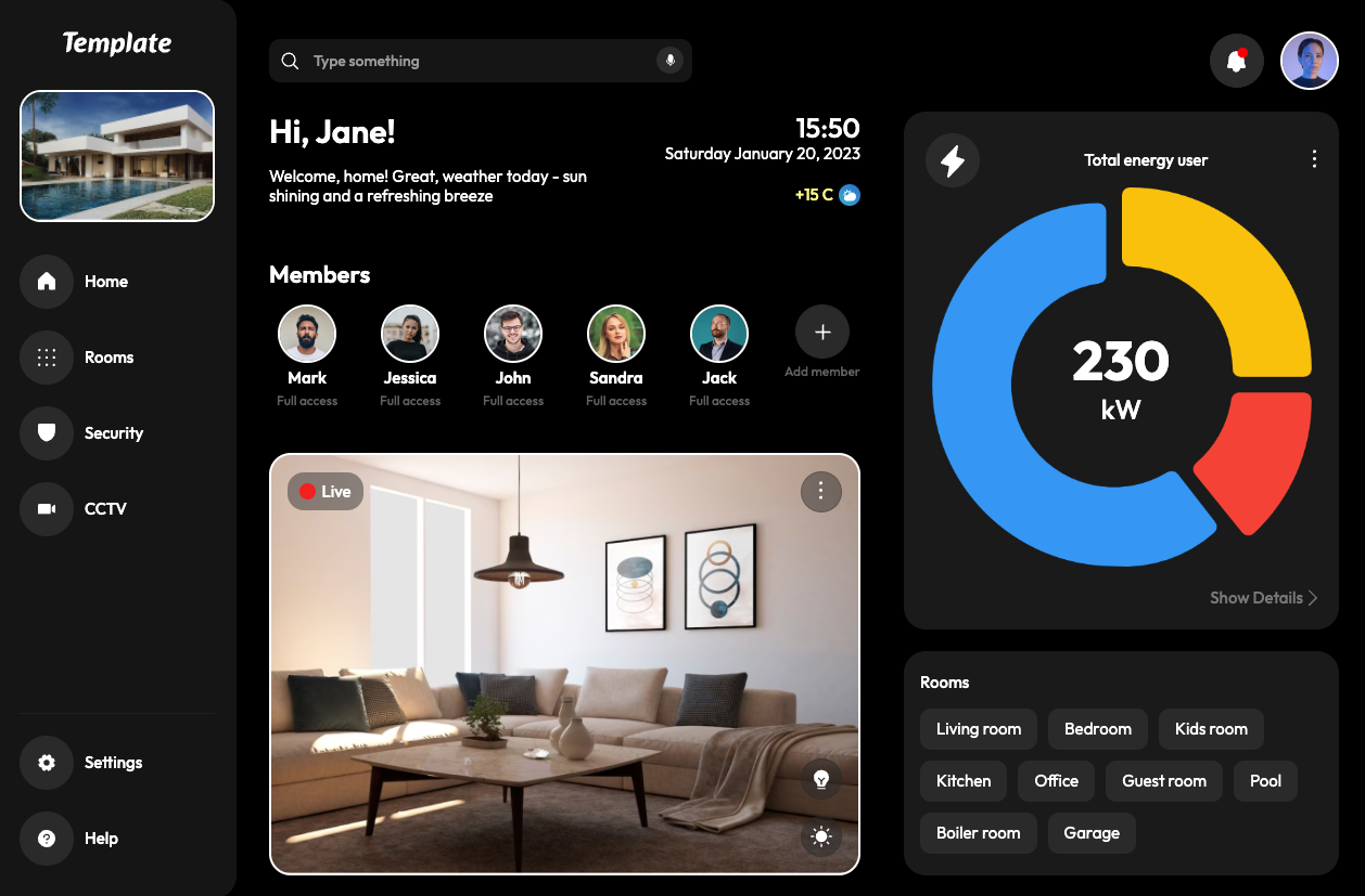 Preview of Smart Home Management Dashboard