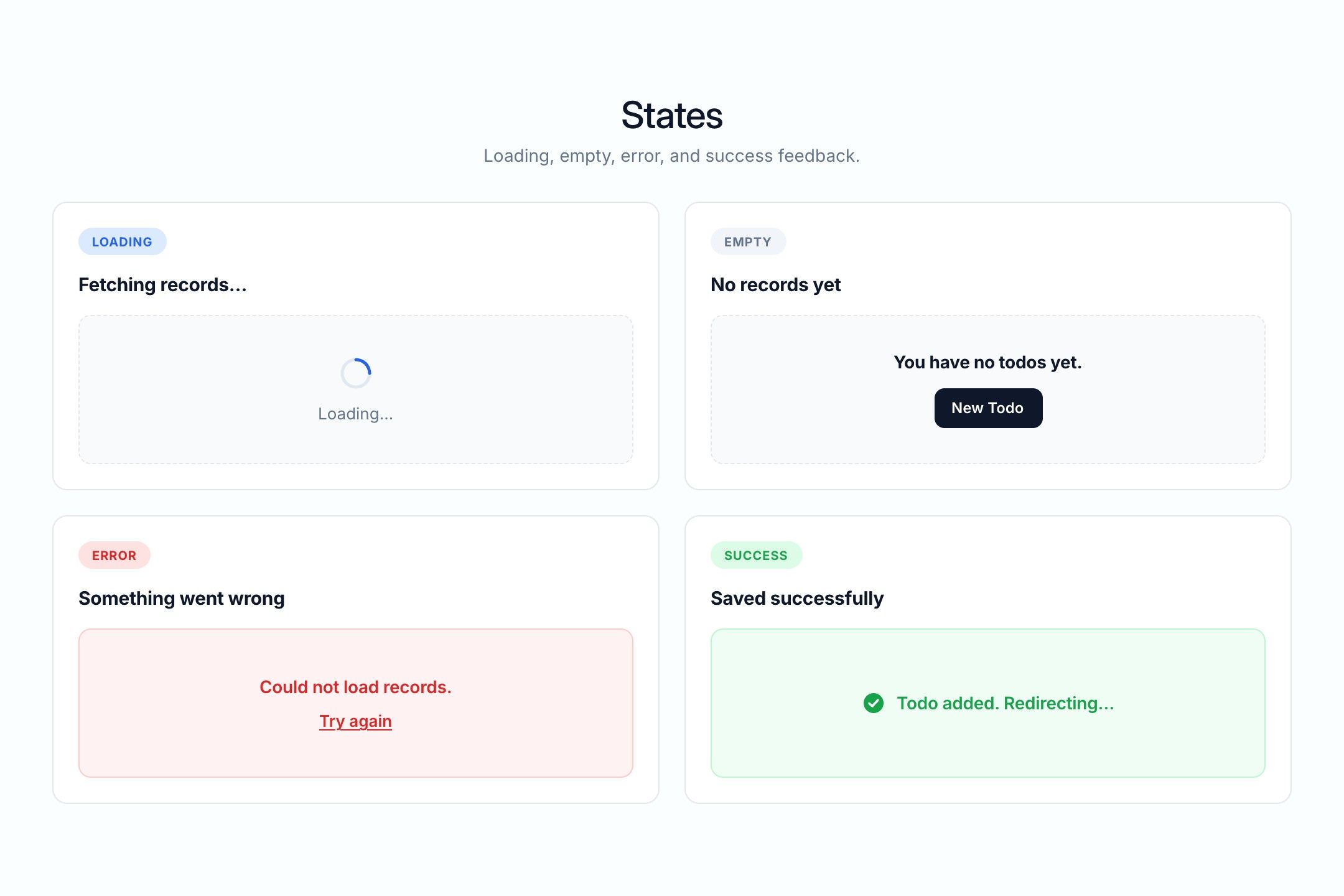 Preview of Data Table Ui States