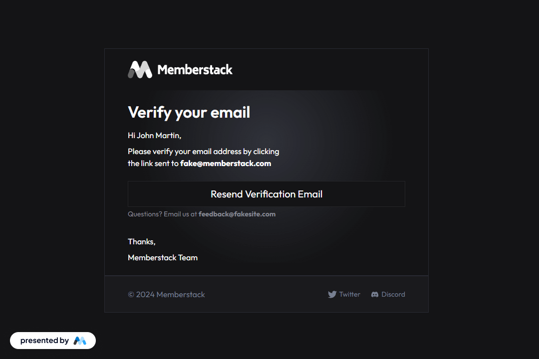 Preview of Dark Email Verification Pop Up