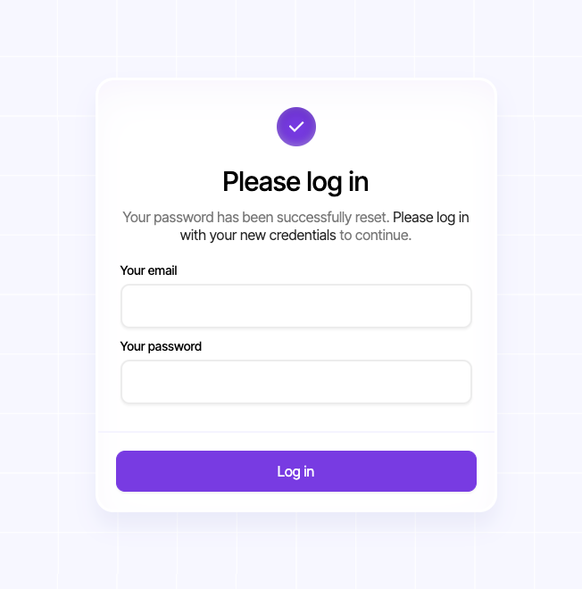 Preview of Forgot Password Success Login