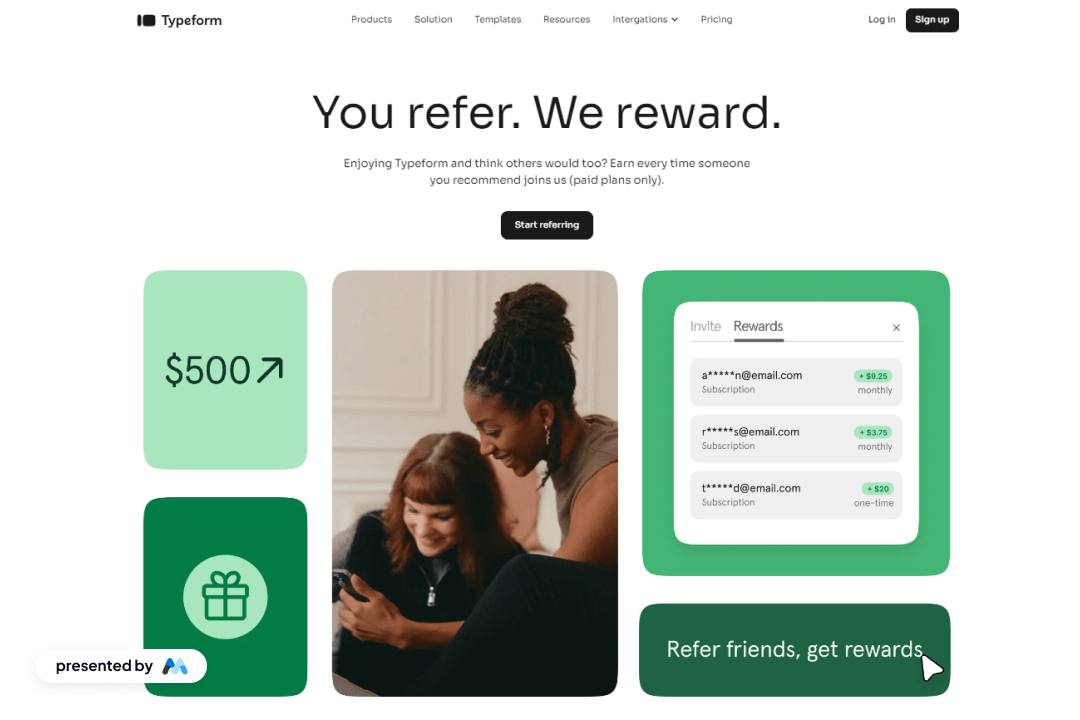 Preview of Typeform Referral Program