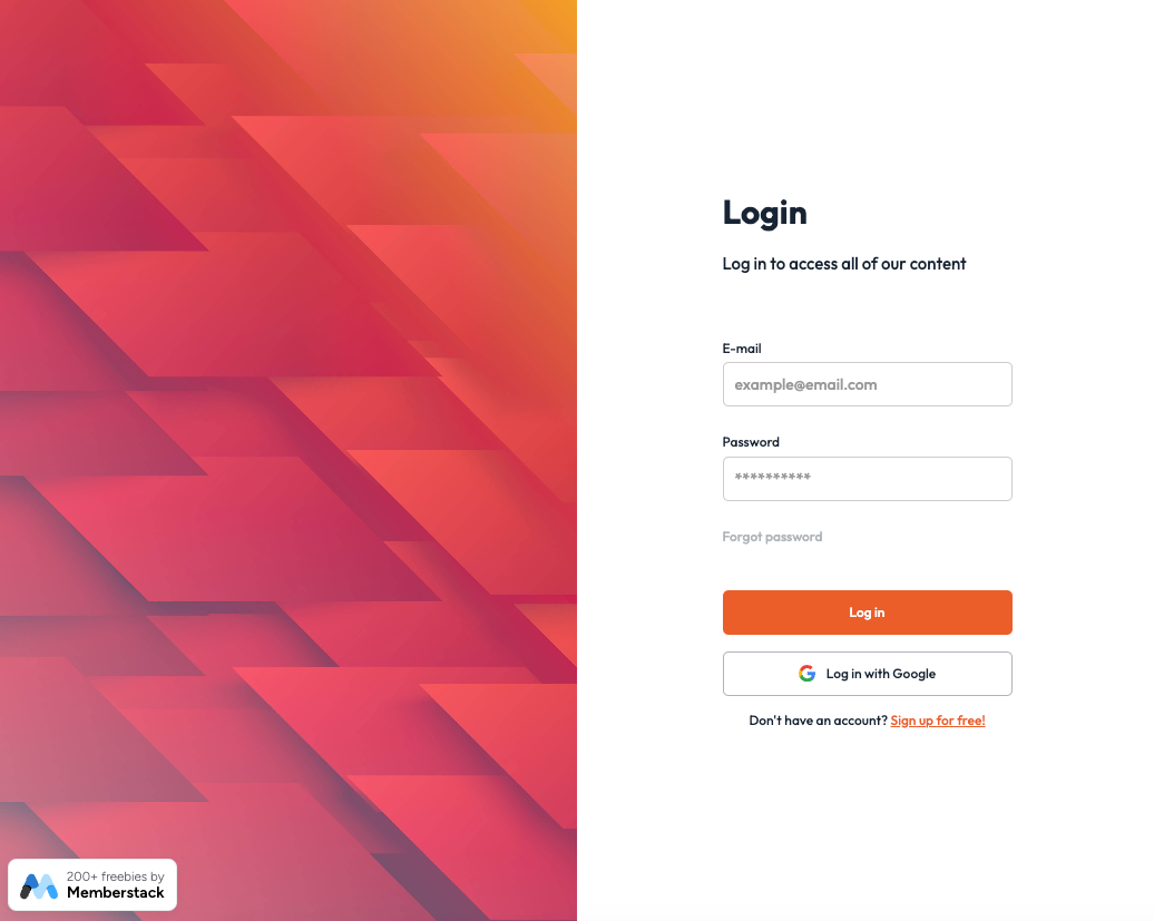 Preview of Splitscreen Login Page