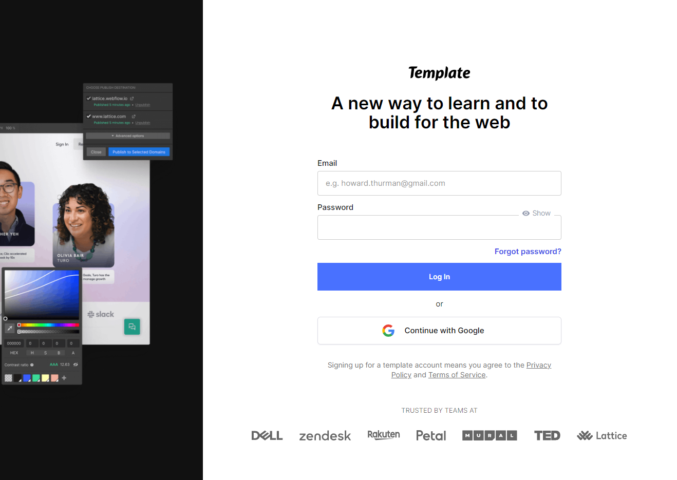 Preview of Webflow University Log In