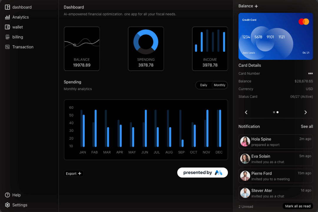 Preview of Dark Financial Dashboard