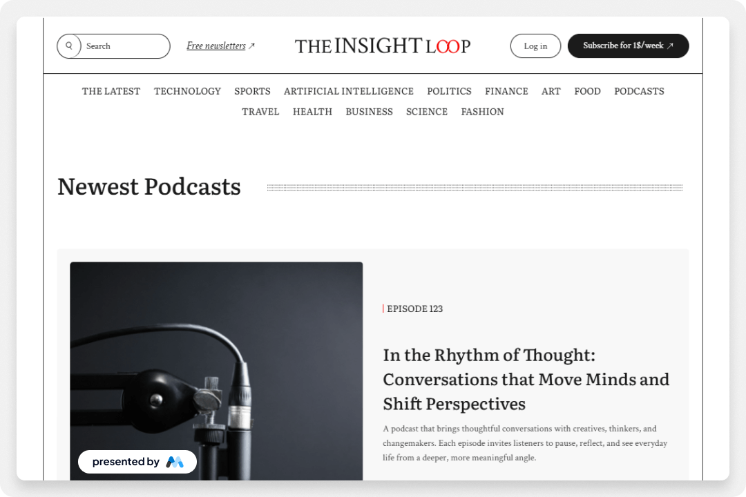 Preview of Insight Loop Ui Kit Podcast Page