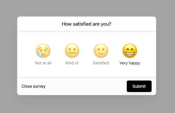 Preview of Satisfaction Survey Modal