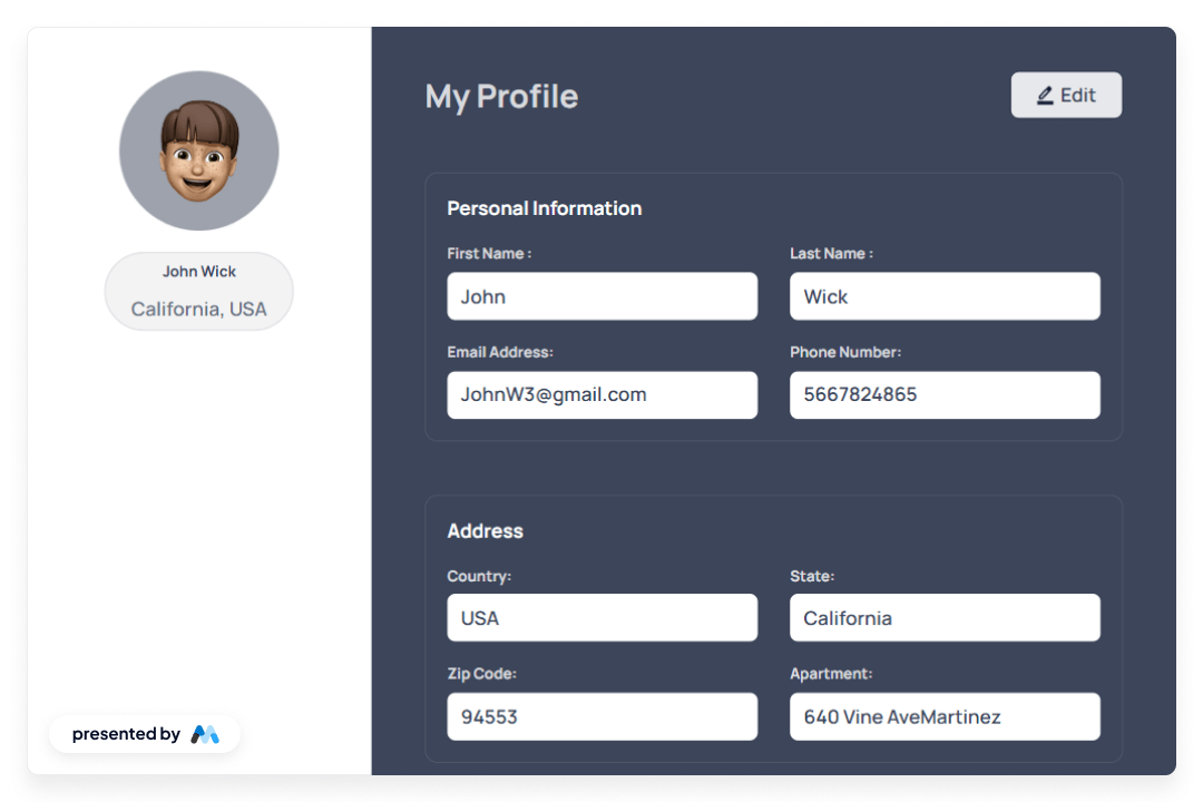 Preview of Aerokit Ui Profile02 Card Based