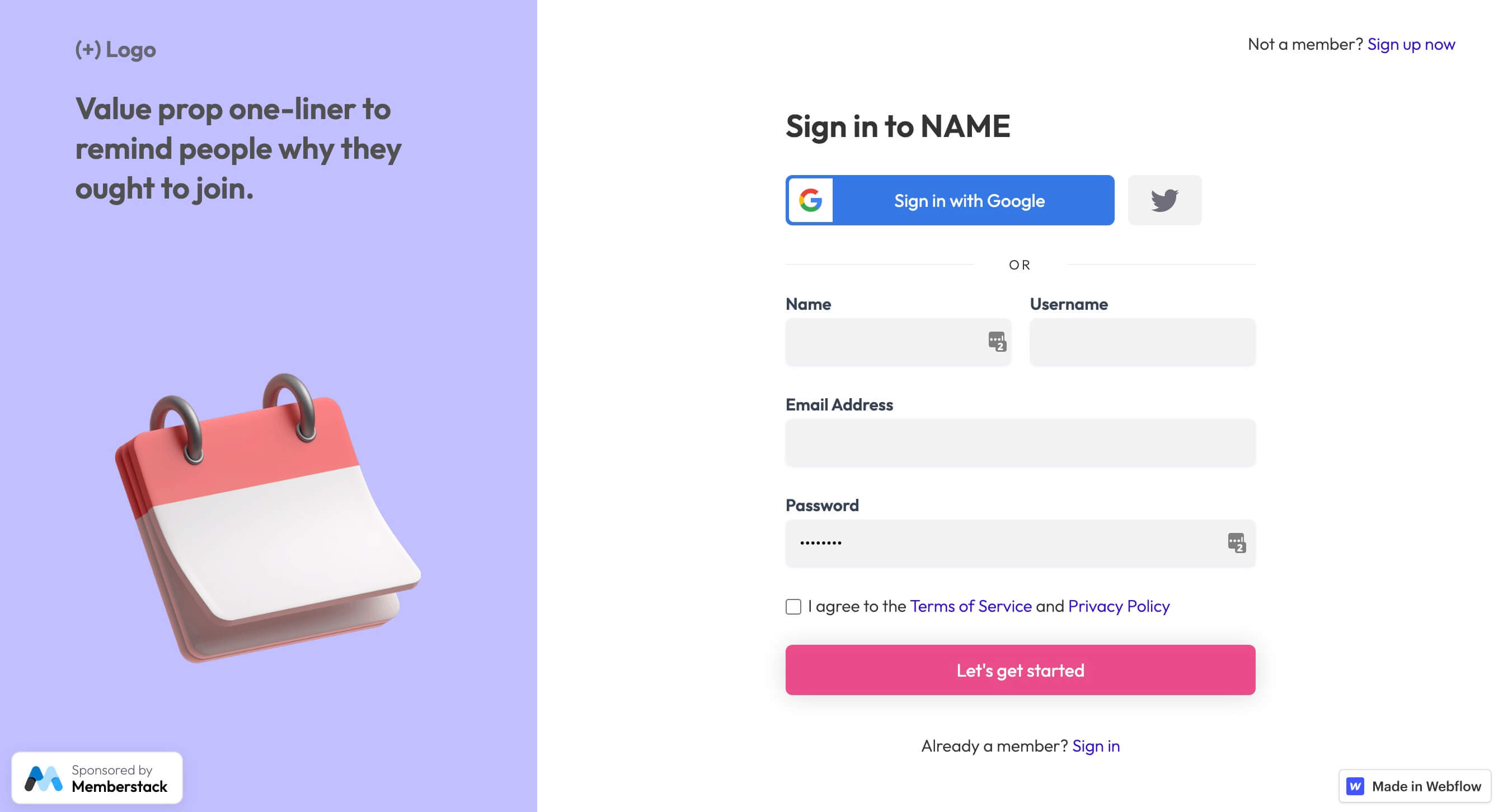 Preview of Membership Signup Inspired By Dribbble