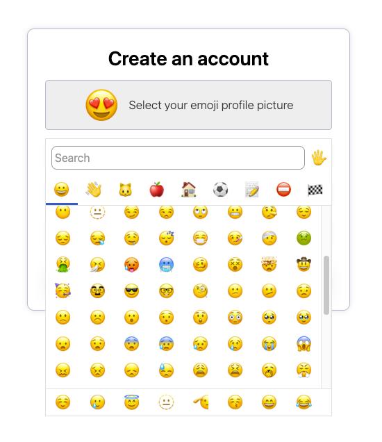 Preview of Sign Up Emoji Profile Pics