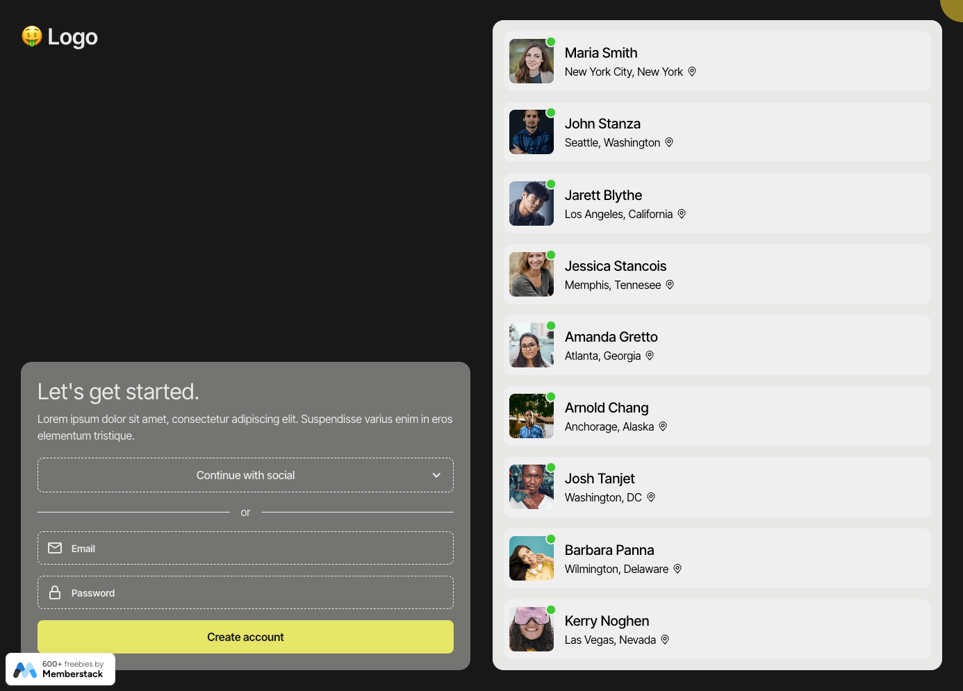 Preview of Social Platform Sign Up Page