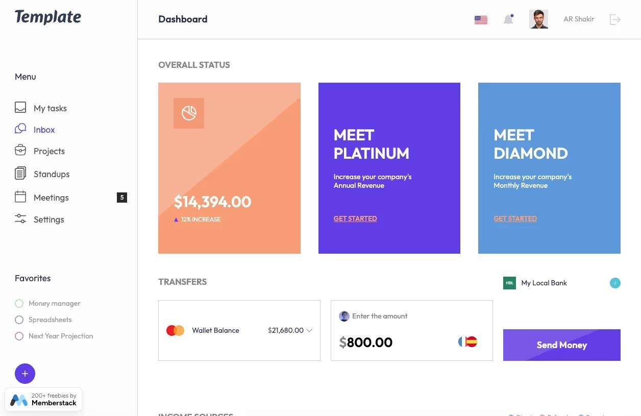 Preview of Freelancer Dashboard Template