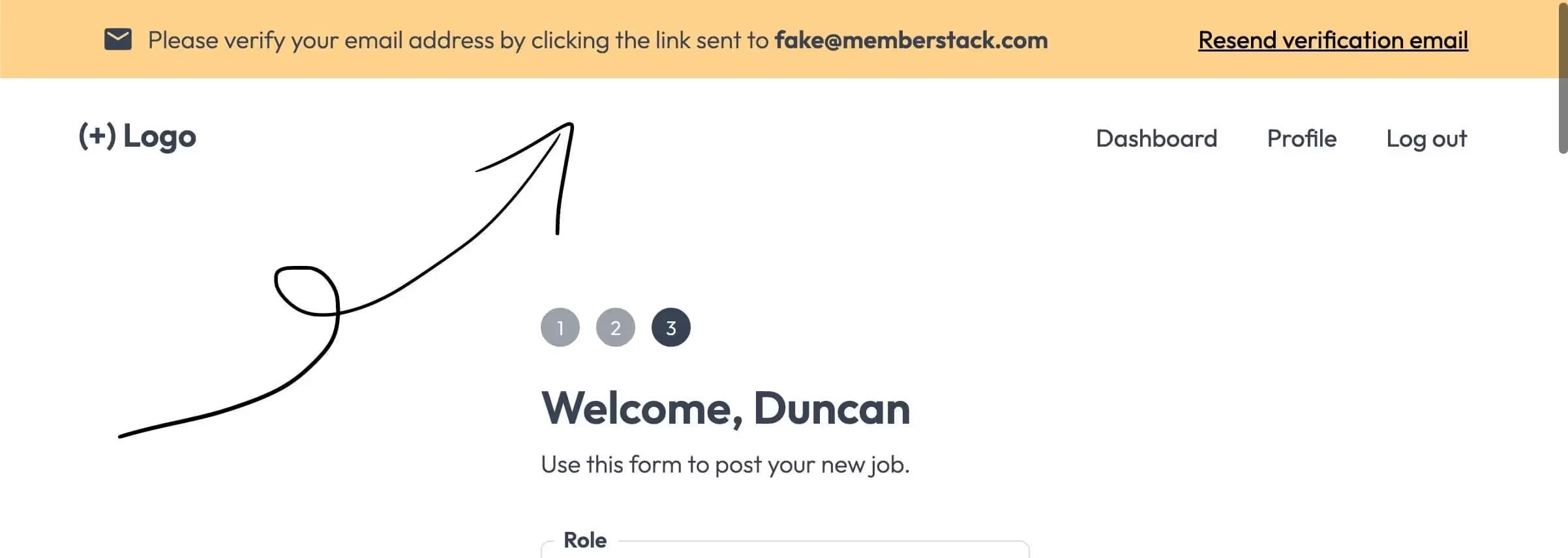 Preview of Email Verification Banner