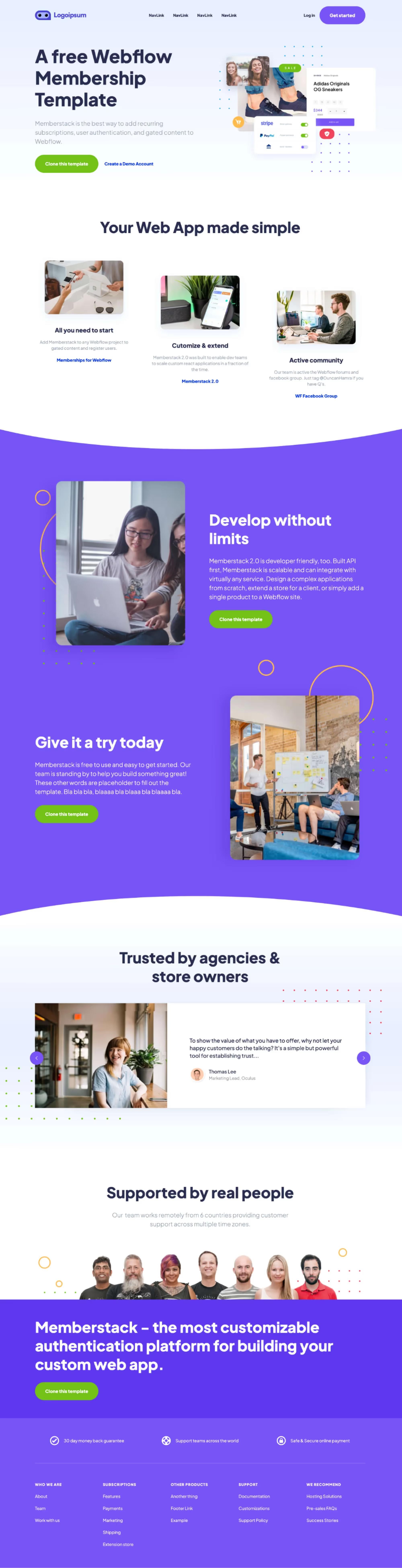 Preview of Webflow Membership Landing Page
