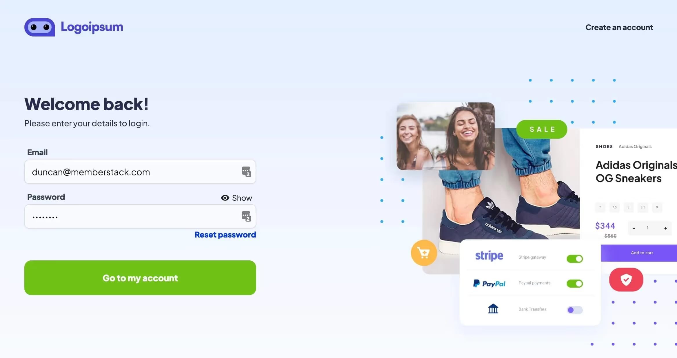 Preview of Webflow Membership Login