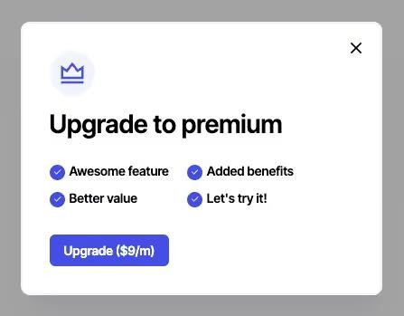 Preview of Small Upgrade Modal