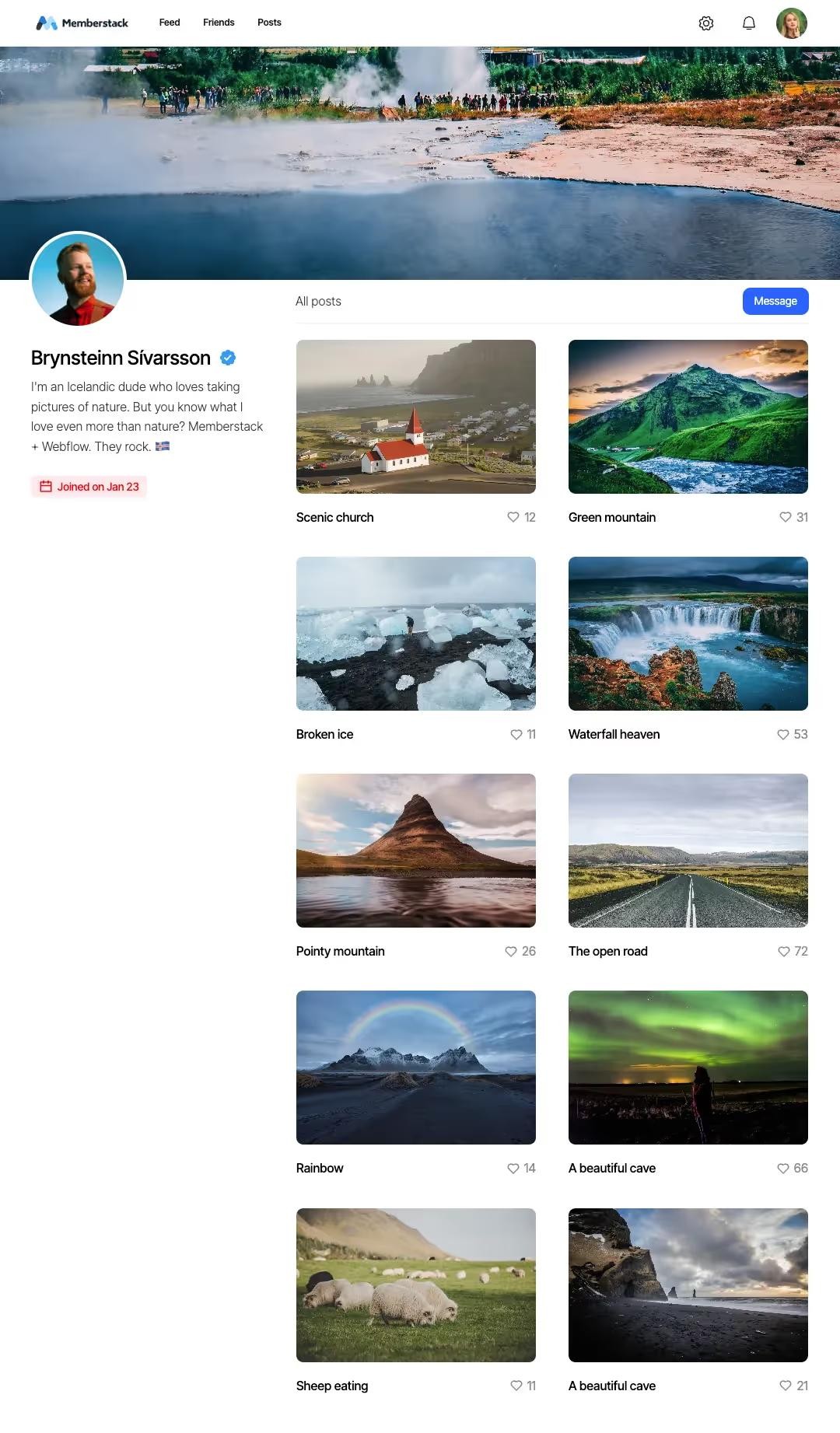 Preview of Social Media Profile Page