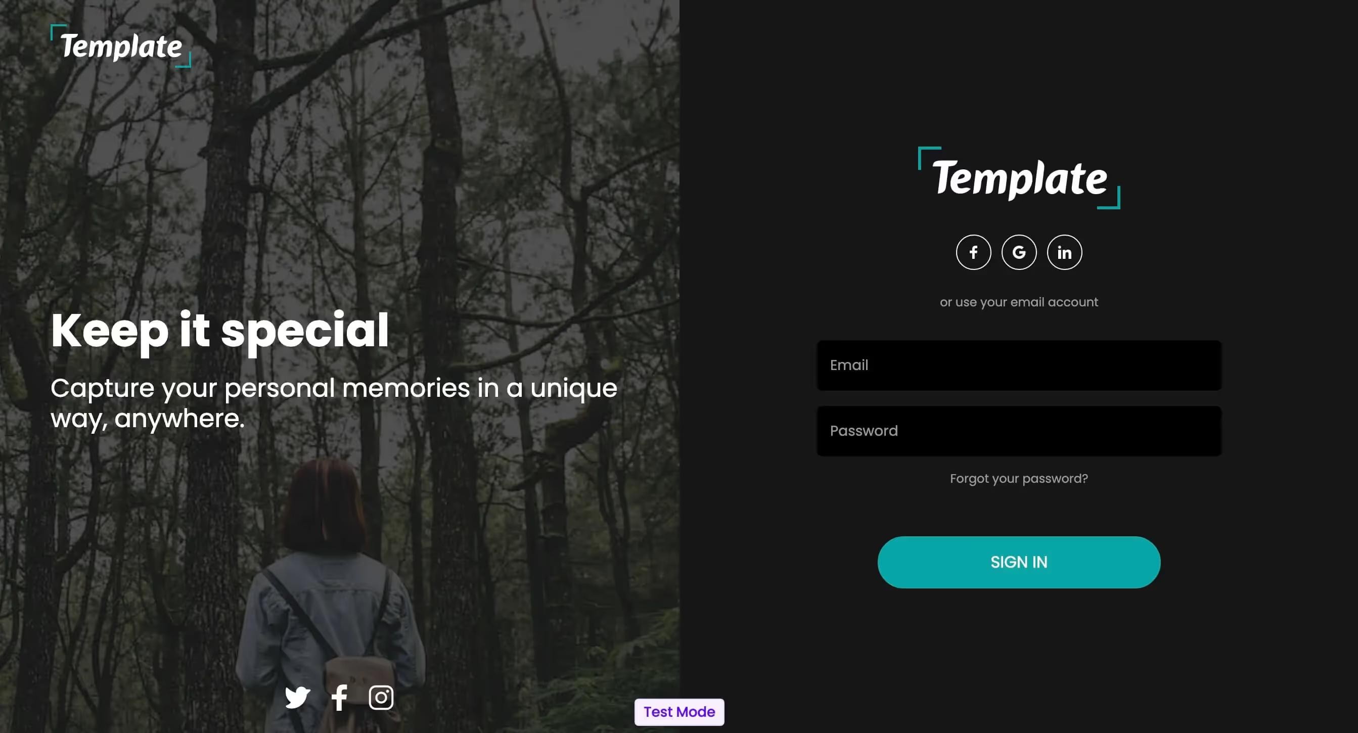 Preview of Free Dark Theme Sign In Page